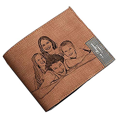 Preisvergleich Produktbild Geldbörse Herren Leder Schwarz Braun Personalisierte Foto Bild Brieftaschen Geldbörse mit Fotodruck