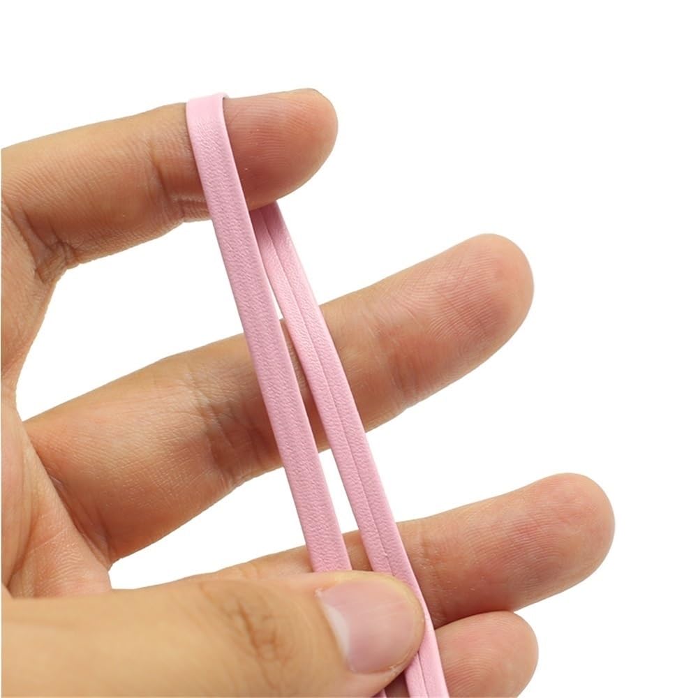 Płaska lina ze skóry PU, różowa, 2 metry i szerokość 2-9 mm(3mm)