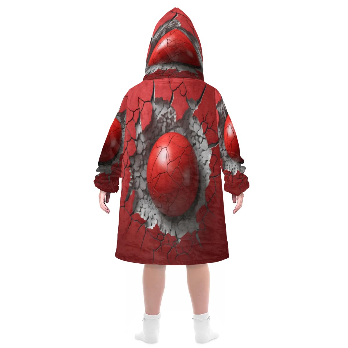 Kids Blanket Hoodie Football Hitting The Wall Wearable Blanket Hoodie Oversized Hooded Blanket, Sweatshirt Blanket with Pockets Soft Warm Kids Hooded Blanket for Girls, Boys