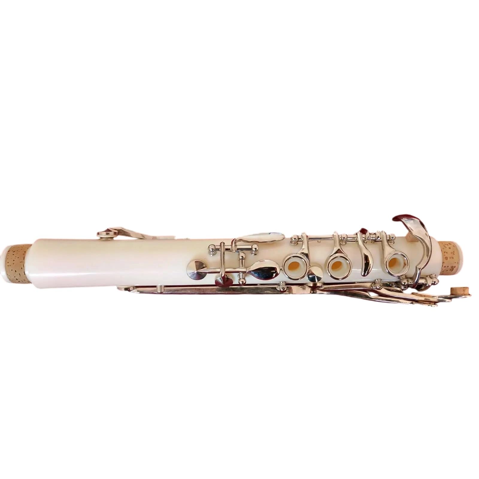 Clarinete Con Llave G Estuche Instrumentos Musicales De Viento Madera Niquelado Baquelita Blanca