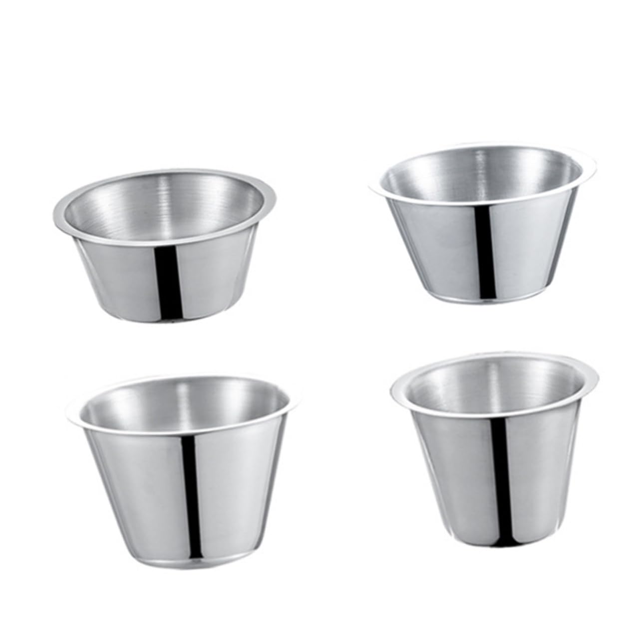 KICHOUSE 4-piece Stainless Condiment Cups Drip-free Sauce Bowl Lids Dipping Sauce Cups for Western Food Ideal for Home Restaurant