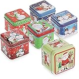 com-four® 6X Keksdose, Blechdose für Weihnachtskekse, weihnachtliche Vorratsdose mit Deckel, Aufbewahrungsbox für Cookies, Süßigkeiten und Geschenke [Auswahl variiert] (6 Stück - Mix - bunt)