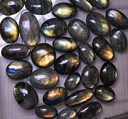 Labradorite dorée sans aspérité lot 30 cabochons lisses pour sertissage réussi 1044ct