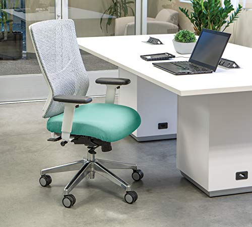Office Star Progrid White Mesh High-Back Manager's Adjustable Office Chair With Deluxe Padded Seat And Lumbar Support, Jade Fabric #TOP1