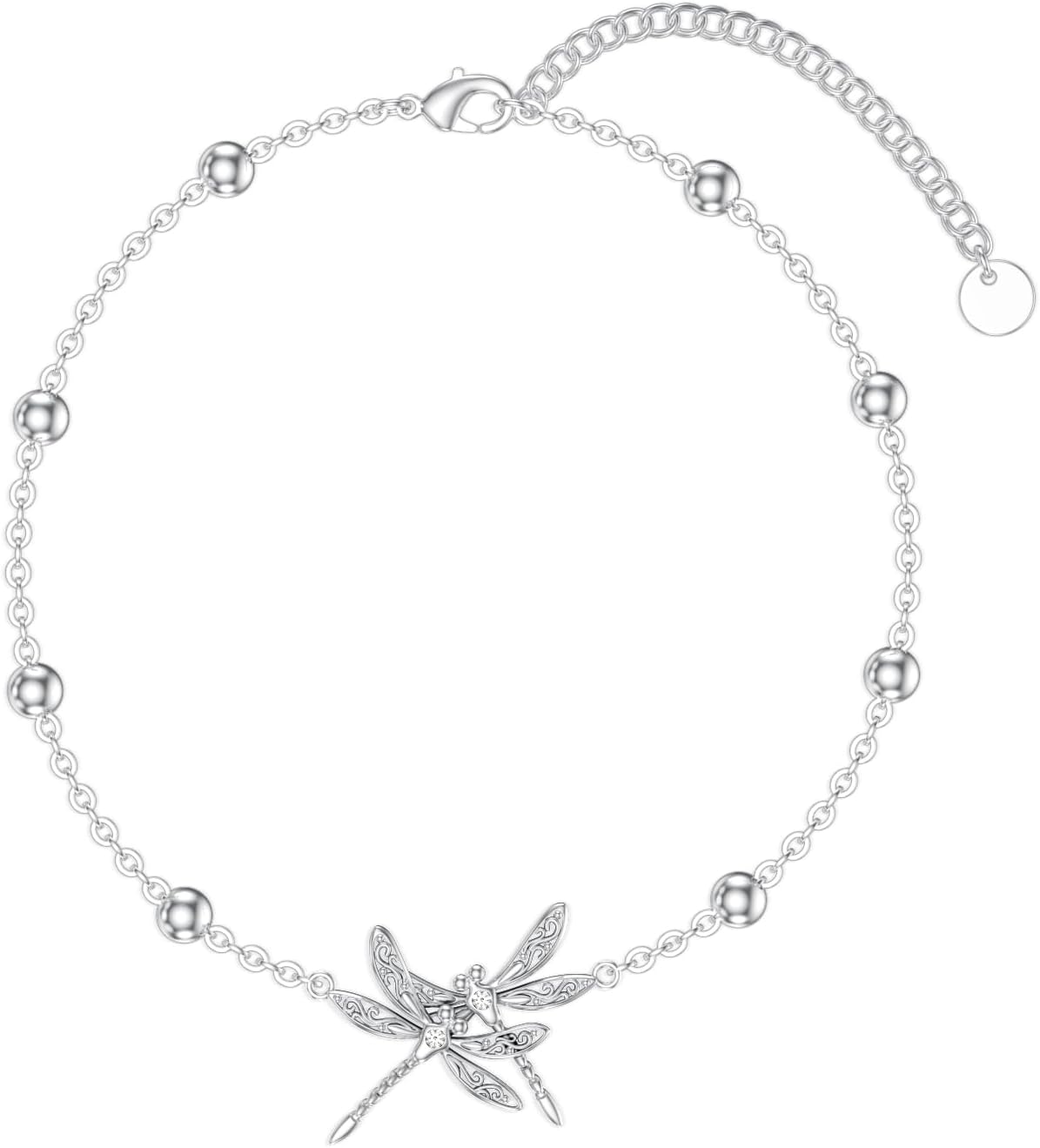 Diamond Dragonfly Bracelet for Women 925 Sterling Silver Lab Grown Diamonds Jewelry Gifts for Mom Wife Girlfriend Daughter 0.03 cttw D Color VVS Clarity
