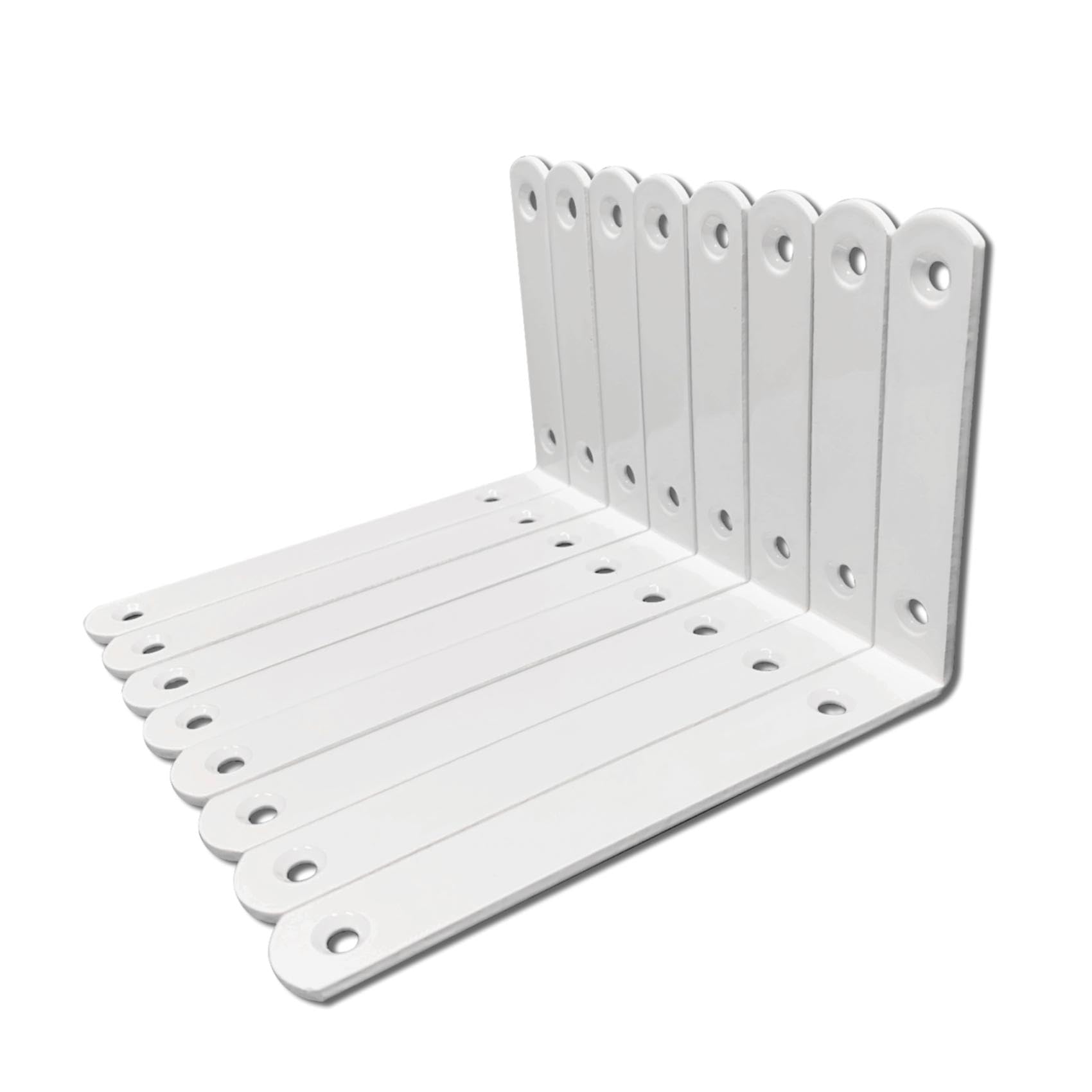 8 Pcs Shelf Bracket,6 Inch White Heavy Duty Floating Shelves Brackets Metal L Wall Bracket for Shelves - Wall Mounted Support for DIY with Screws