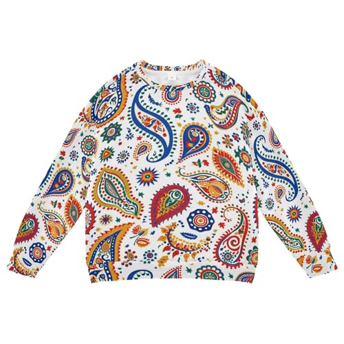 JUNZAN Boho Paisley Coloful Kids Girls Pullover Hoodie Fleece Outerwear for Kids Athletic 4T
