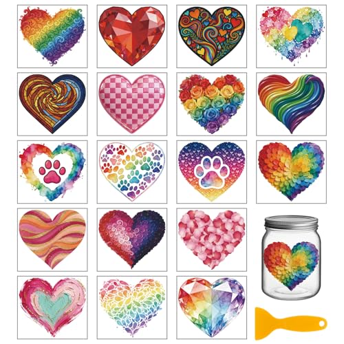 Pegatinas UV impermeables de corazón multicolor resistentes para tazas de cerámica 2