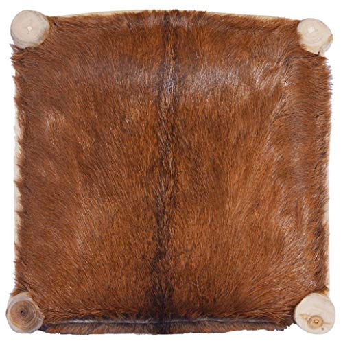 Vidaxl Bar Stool Real Goat Leather And Solid Teak Wood #TOP6