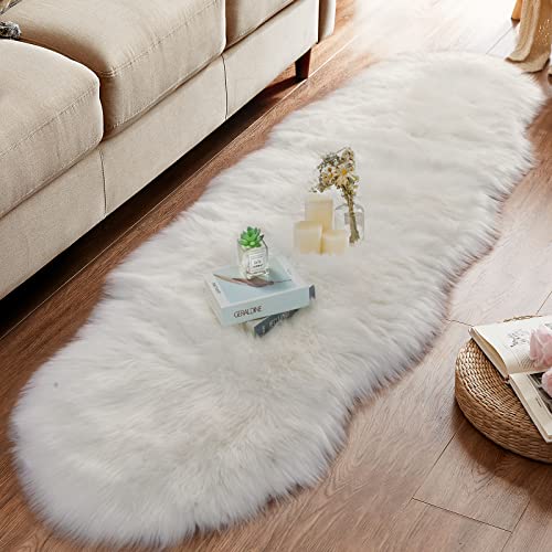 Ciicool Ultra Soft Faux Sheepskin Fur Rug Fluffy Rug For Bedroom Fuzzy Carpet For Living Room Kid's Room Nursery Decor, White 2 X 6 Feet #TOP7