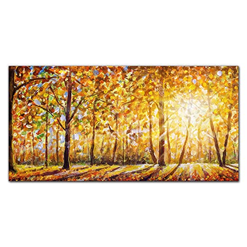 Photo sur verre trempé forêt d'automne 100x50cm, décoration murale haut de gamme