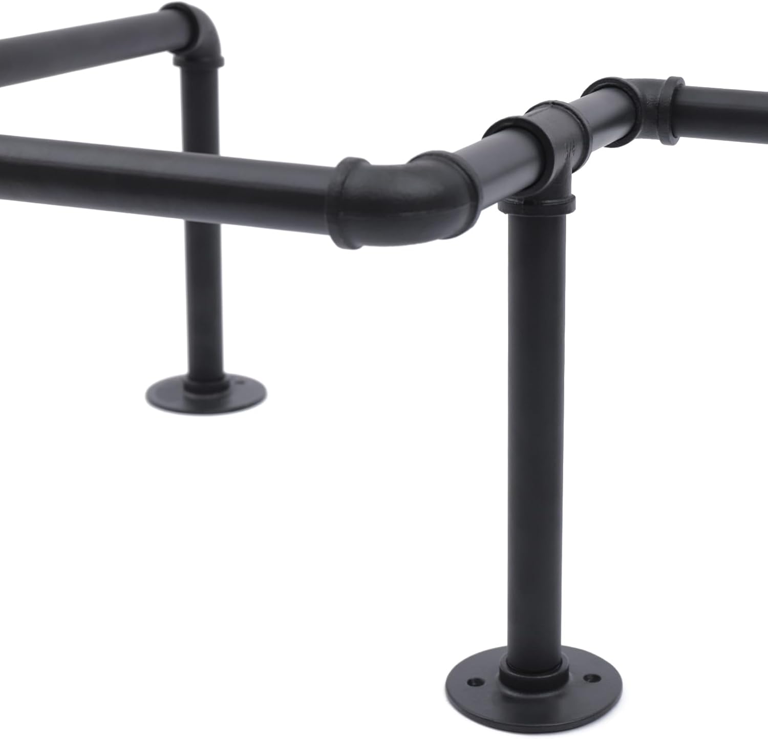 85.8x30.7x10.6in Pipe Clothing Rack for Garment Hanging and Storage Wall Mounted Pipe Clothes Rack Industrial Metal Garment Display Stable Flange Base for home Retail Detachable (Black)