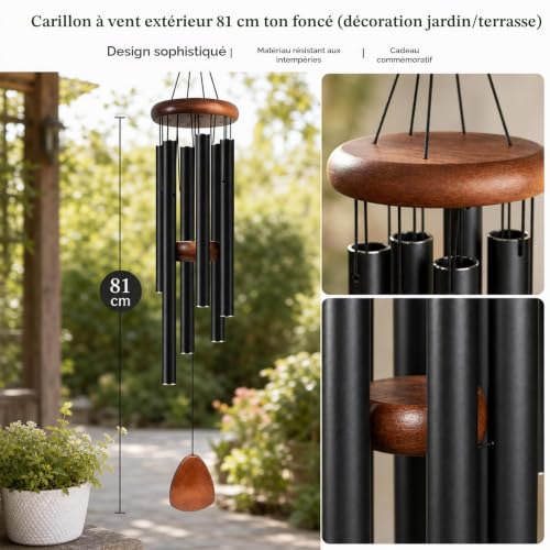 Tastetreasure Carillon éolien commémoratif de 68,6 cm pour extérieur, carillon à vent en métal profond pour décoration de jardin, porche, grand carillon éolien, cadeau pour femme, mère, grand-mère – vue 5