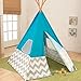 KidKraft Deluxe Bamboo & Canvas Play Teepee, Children's Furniture – Turquoise & Chevron Print