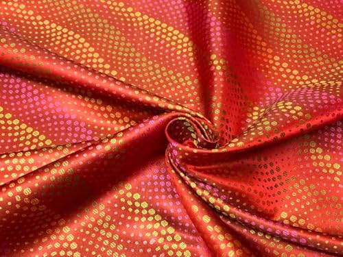 Tissu brocart de soie jacquard rose BRO1106 au mètre pour couture et veste