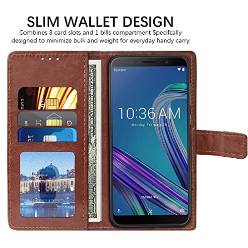 Image of Flip Cover Compatible with Asus Zenfone Max Pro M1 | Premium Leather Finish | Inbuilt Pockets & Stand | Flip Cover Back Case for Asus Zenfone Max Pro M1 (Brown)