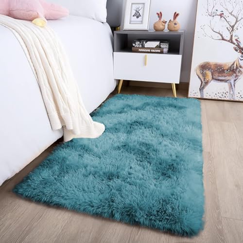 Aspire Homeware Alfombras pequeñas de 50 cm x 80 cm – Alfombra de área verde azulado para dormitorio antideslizante,...