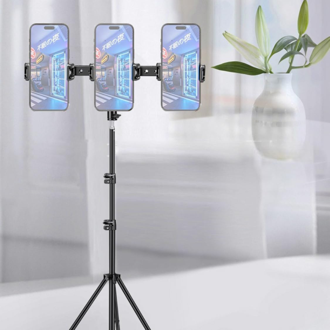 Soporte para teléfono celular, trípode universal para teléfono, soporte de clip, abrazadera para teléfono con soporte de zapata fría para smartphone, luz de llenado de micrófono, Broadcas en