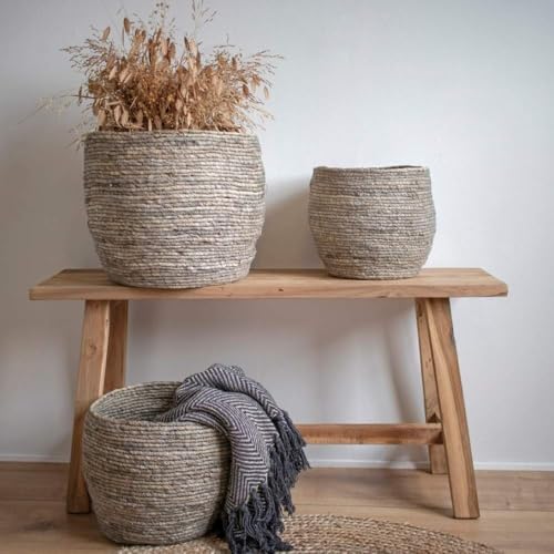 LEBENSwohnART Bank GEMI ca. L90cm Natural recyceltes Holz Holzbank Sitzbank Flurbank Dekobank