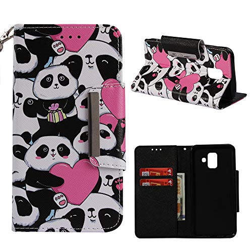 95Street Samsung Galaxy A6 Plus Funda Libro con Soporte Plegable, Carcasa para Samsung Galaxy A6 Plus con Ranuras para Tarjetas y Billetes, Broche Magnético, Cubierta de Material de Cuero