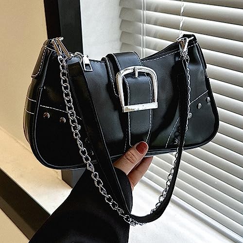 Umhängetasche Damen Klein Handtasche, Leder Hobo Tasche Shoulder Bag Vintage Y2k Schultertasche mit Reißverschluss für Frauen Clutch Geldbörse Coole Sachen für Teenager Mädchen – Bild 3