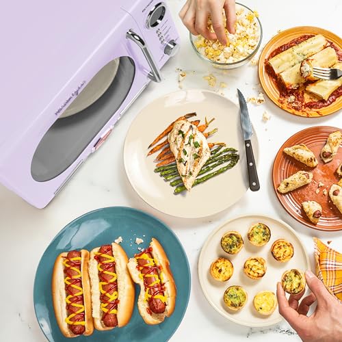 Nostalgia Retro Compact Countertop Microwave Oven 700-Watts with LED Digital Display-Child Lock-Easy Clean Interior-Lavender, 0.7 Cu. Ft