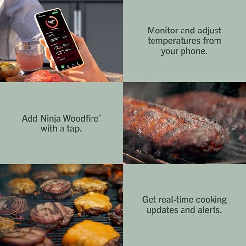 Image of Ninja FlexFlame ProConnect Grill & Smoker | 5-in-1 Smart Cooking System | Electric & Propane | App-Connected | 3-Burner Digital Control | Roast, Griddle & Pizza Maker | Black /Gold | PG305