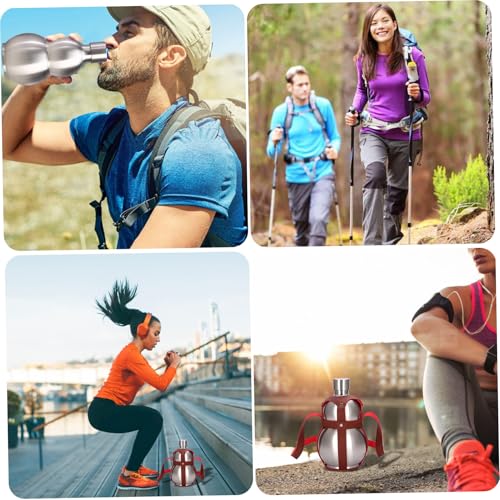 Bouteille d'eau en forme de gourde acier inoxydable finition sangle