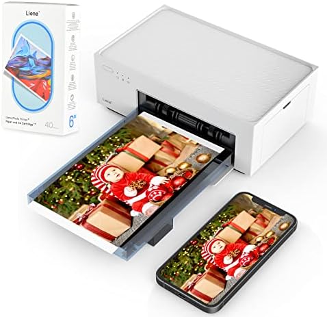 Liene 4x6'' Photo Printer Bundle (60 pcs +2 Ink Cartridges), Wi-Fi Picture Printer, Photo Printer for iPhone, Android, Smartphone, Computer, Dye-Sublimation, Portable Photo Printer for Home Use