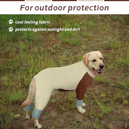 Hjumarayan Schnelltrocknender Hunde Ganzkörperanzug – UV-Schutz Hundebody für Sommer, Leichtes Hundeganzkörper Shirt, Atmungsaktiv & Schmutzabweisend, Outdoor Hunde Body mit Beinen, Beige 4XL