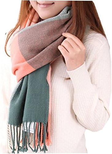Women's Scarf, Fashion Long Shawl Big Grid Winter Warm Lattice Large Cashmere Scarf (A)