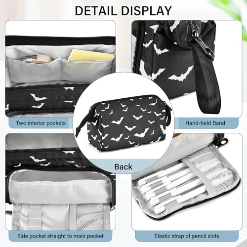 Image of Fisyme Halloween Bats Pencil Case Large Capacity Pencil Pouch Pen Bags Box Big Makeup Pencil Case Organizer