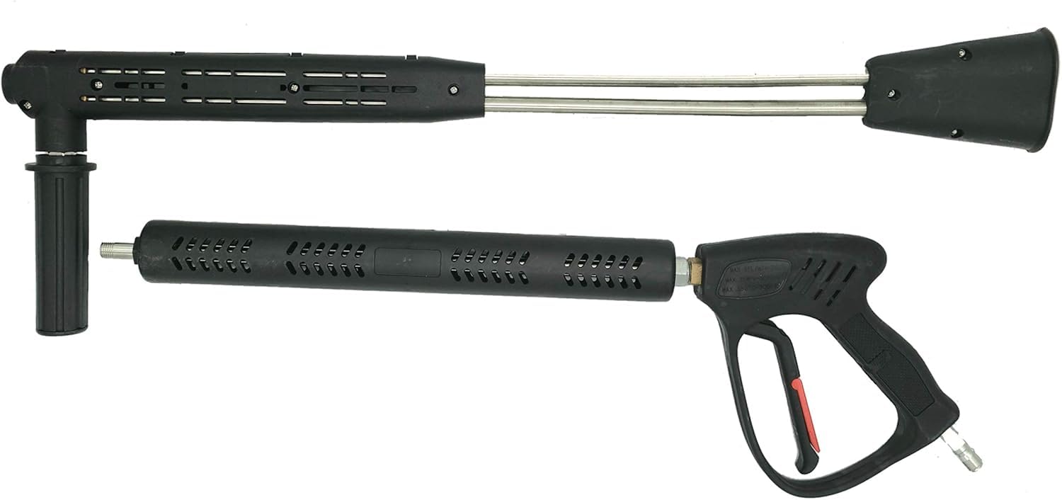 CANPUMP Doble varita y pistola de acero inoxidable de 40 pulgadas, ventilada, 5000 PSI, agarre moldeado de doble lanza para lavadora a presión eléctrica