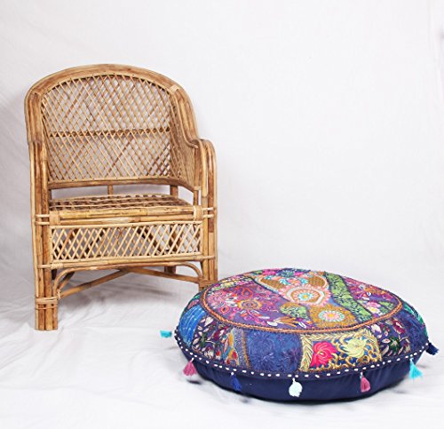 Jaipur Textile Hub Patchwork Cotton Boho Chic Bohemian Hand Embroidered Round Floor Pillows