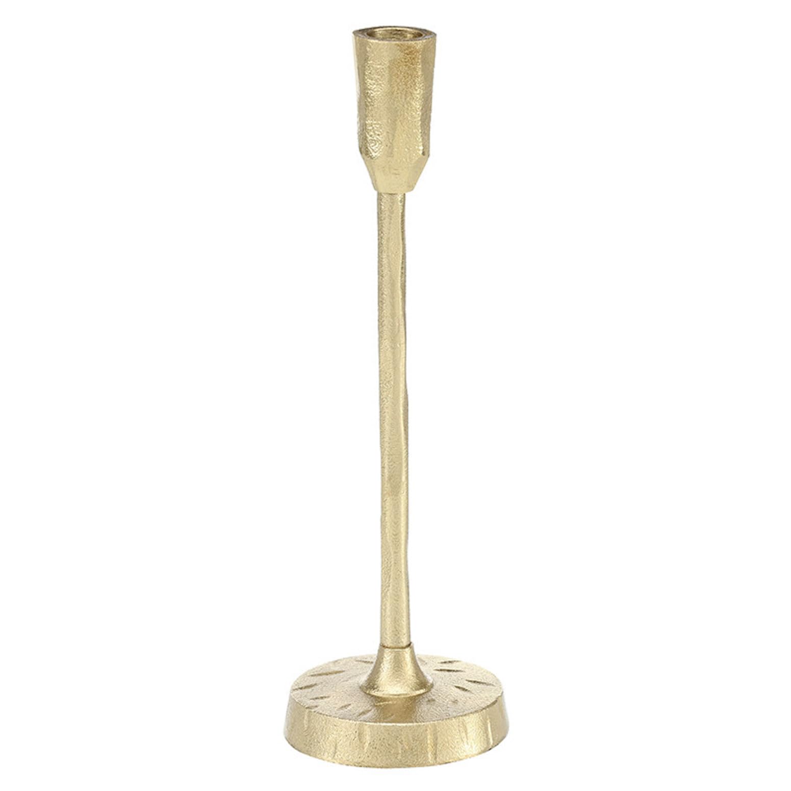 Santa Barbara Design Studio Candleholder Hammered Aluminum Taper Candle Holder, Gold, Small - 11" Tall