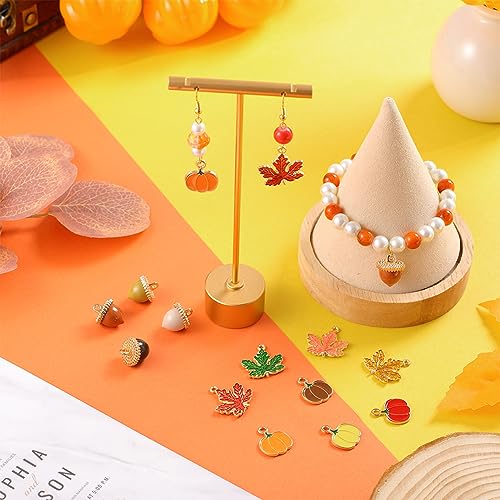 SUNNYCLUE 1 Box 24pcs Fall Charms Bulk Maple Leaf Charm Alloy Enamel Autumn Charms Thanksgiving Leaves Pumpkin Nut Charm for jewellery Making Holiday DIY Earring Bracelet Necklace Women Adults - Image 4