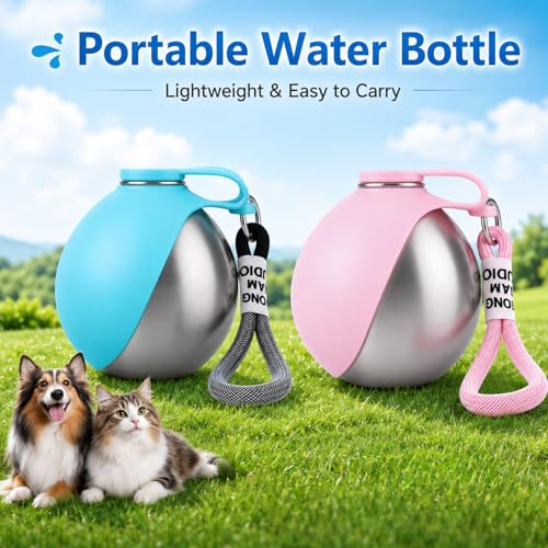 Generic 2-in-1 Stainless Steel Dog Water Bottle 10oz — view 2