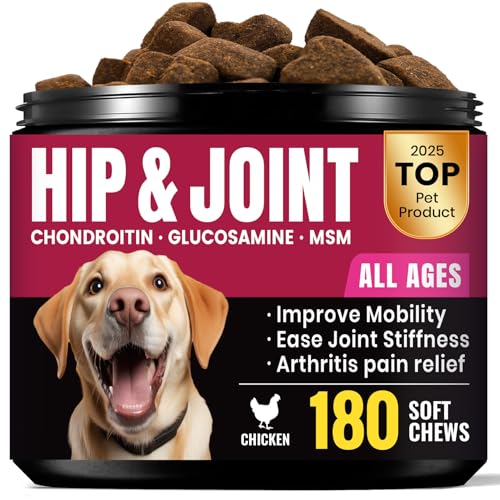 Glucosamine for Dogs - Hip and Joint Supplement Chews for Senior & Large Breed, Joint Supplement for...