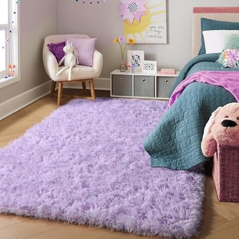PAGISOFE Purple 4x6 Rug + Rainbow Soft Area Rug Cover