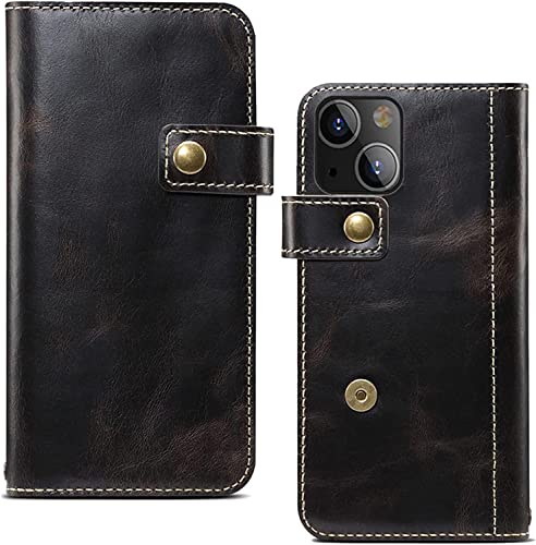Étui portefeuille pour iPhone 13 Pro Max en cuir noir de haute qualité