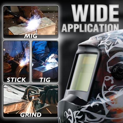 Image of YESWELDER Auto Darkening Welding Helmet, Blue Light Blocking, 1 /1 /1 /1 True Color Solar Powered Welding Hood with 2 Arc Sensors, Wide Shade 3.5 /9-14 Welder Mask for TIG MIG ARC and Grind