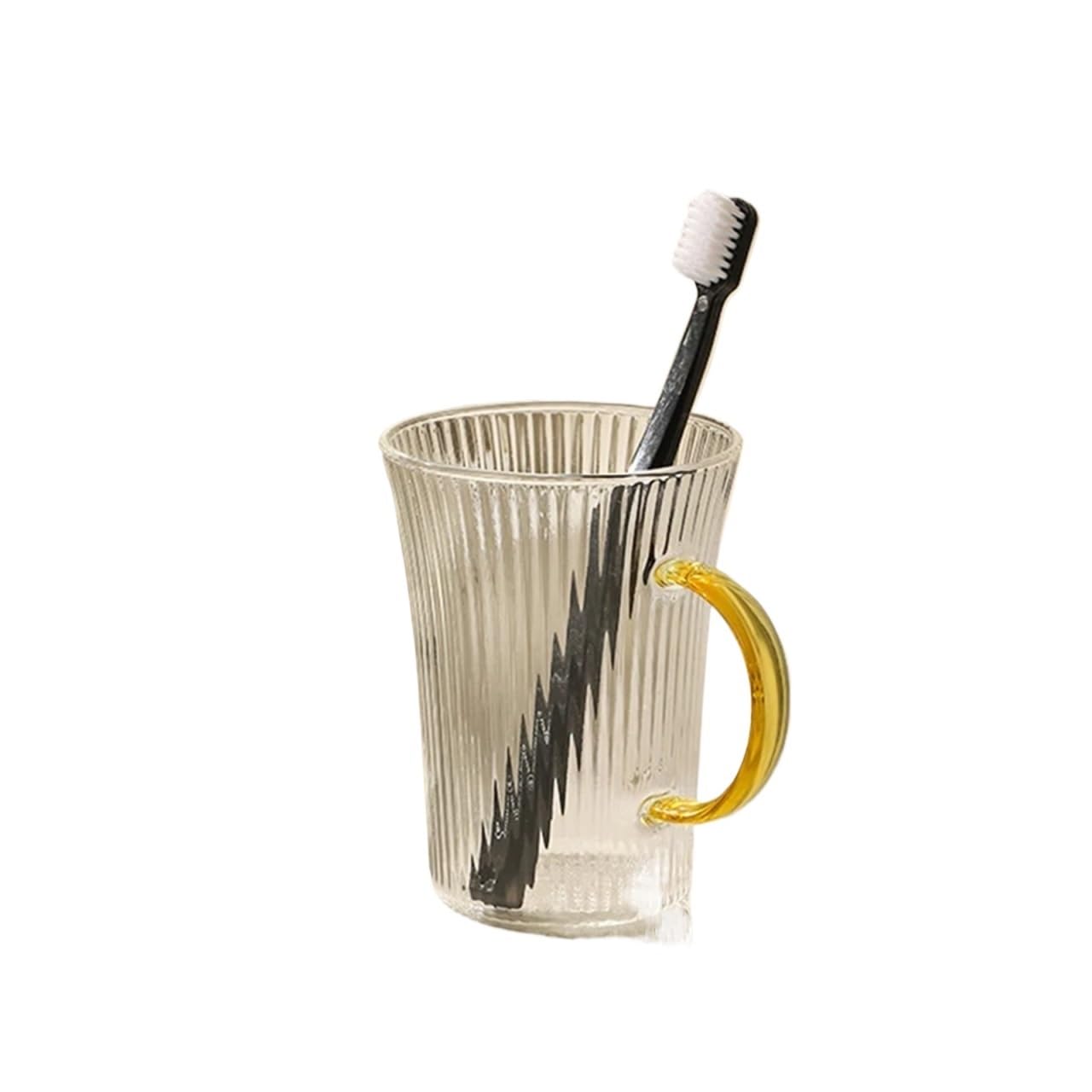2pcs Tooth Cup Bathroom Glass Toothbrush Couple Mouthwash Cups Toiletries Bursh Holder Storage Mug For Toothpaste(Yellow)