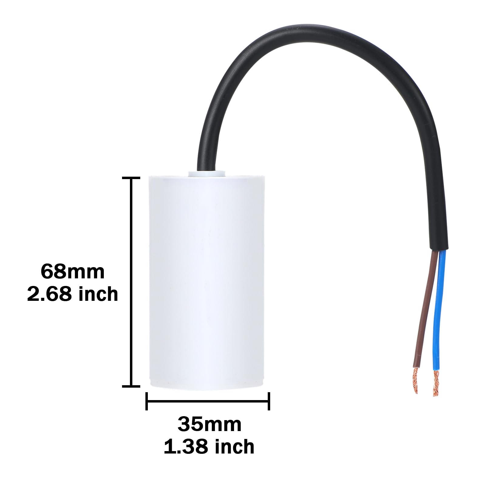 VEXUNGA Kondensator CBB60 8µF 450V Kondensator rozruchowy 8uF Kondensators silnika AC CBB60 SH 8 MFD 450VAC Kondensatory 35x68MM 50/60Hz z kablem