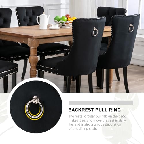 Velvet-Dining-Chairs-Set-of-6Upholstered-Dining-Chairs-with-Ring-Pull-Trim-and-Button-BackModern-Seating-for-Kitchen-Bedroom-Living-RoomBlack Velvet Dining Chairs Set of 6Upholstered Dining Chairs with Ring Pull Trim and Button BackModern Seating for Kitchen Bedroom Living RoomBlack