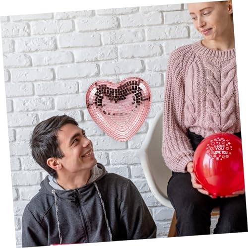 Adorno colgante en forma de corazón para fiestas de discoteca, espejo reflectante para bodas, cumpleaños y festivales, decoración encantadora que crea una atmósfera deslumbrante miniatura 5