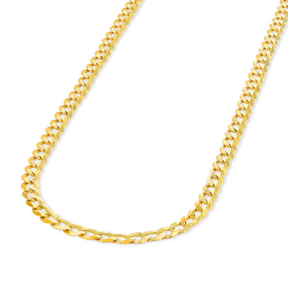 Jewelry AmericaSolid 14K Yellow Gold Concave Cuban Link Curb Chain  Necklace