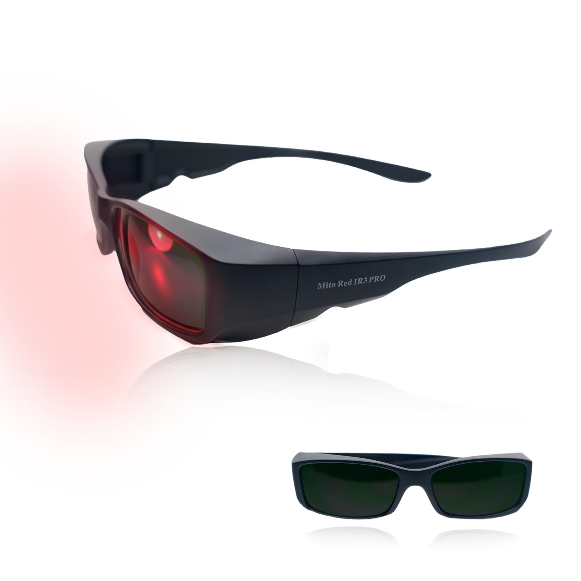 Mito Red PRO Red Light Therapy Glasses with Dark & Extra Dark Lenses, Eye Protection for Red Light (600nm-900nm) Goggles