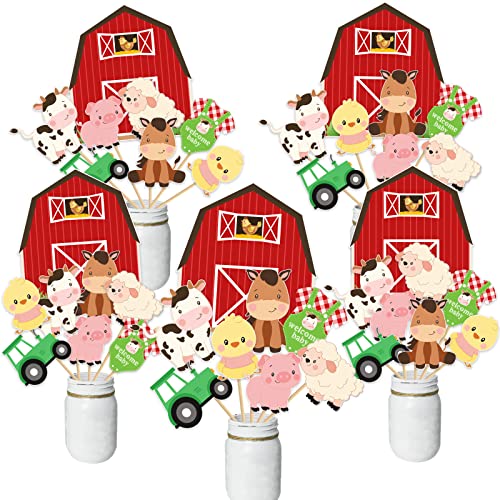 Bâtonnets décoration ferme pour baby shower - Thème barnyard rouge