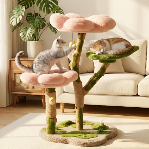 Árbol para gatos para interiores 39.4 pulgadas madera y sisal miniatura 2