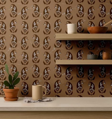 Papier peint vinyle autocollant beige pour décoration murale